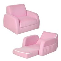 2 in 1 Kids Armchair Sofa Bed Fold Out Padded Wood Frame Bedroom Pink
