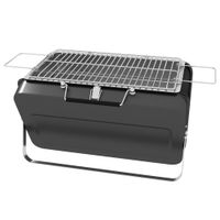 Mini Charcoal Barbecue Grill Foldable BBQ for Tabletop Camping Picnic Black