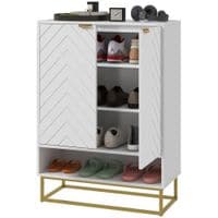 Shoe Storage Cabinet with 3-tier Shelving Open Shelf & 6 Vents for Entryway