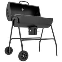 Charcoal Barbecue Grill with Wheels & Ash Catcher Barrel BBQ Trolley Smoker