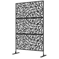 6.5ft Metal Outdoor Privacy Screen with Stand & Expansion Screws Twisted Lines