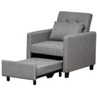 Modern Single Chair Bed with Adjustable Backrest & Wheels for Living Room Grey