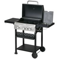 3+1 Gas Burner Grill with Wheels & Shelves 11.5 kW Propane Gas BBQ Black