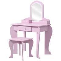 Kids Dressing Table Cloud Design with Mirror Stool Drawer Storage Box