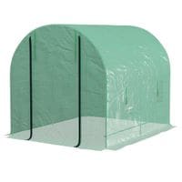 2.5 x 2m Walk-In Polytunnel Greenhouse with Steel Frame Roll Up Door Green