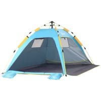 2 Man Pop-up Beach Tent Sun Shade Shelter Hut with Windows Doors Hook Dark Green