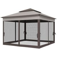 3 x 3m Garden Metal Gazebo Party Canopy Tent Shelter with Net Curtain Light Grey