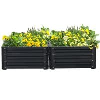 Set of 2 Raised Garden Bed Galvanised Steel Planter Boxes Easy Setup Grey