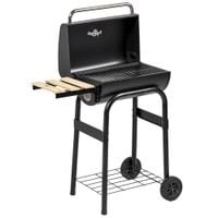 Charcoal Barbecue Grill with Shelves & Wheels Portable BBQ Trolley Smoker