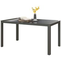 Outdoor Dining Table with Glass Top Aluminium Frame for Balcony Patio Grey