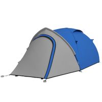 Two-Man Camping Tent with Weatherproof Shell Large Windows Blue & Grey