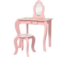 Kids Dressing Table with Mirror Stool Drawer Cute Animal Design Pink