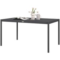 145cm Garden Table for 6 People with Aluminium Frame Slatted Design Dark Grey