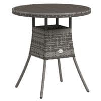 70cm Outdoor PE Rattan Dining Table with Wood-plastic Composite Top Grey