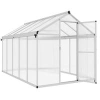Aluminium Greenhouse with Door Window Galvanised Base Piece Panels Grow House Shed 845-243V05SR