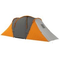 4-6 Man Large Camping Tent with 2 Bedroom & Living Area Grey & Orange