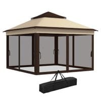 3 x 3m Pop Up Gazebo Party Tent with Netting Height Adjustable Beige