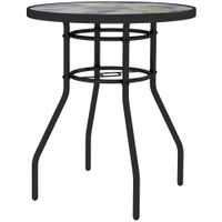 Garden Table with Tempered Glass Top Steel Frame for Porch Balcony Multi-colour