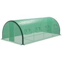 6 x 3m Upgraded Polytunnel Greenhouse with 2 Hinged Doors & 8 Windows Green