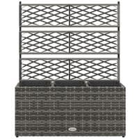 Garden PE Rattan Planter with Trellis Raised Bed 84x30x107cm Light Grey