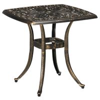 54 x 54cm Aluminium Outdoor Garden Side Table with Umbrella Hole Bronze Tone