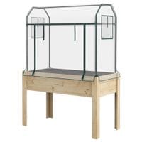Wooden Raised Garden Bed Planter Box with Greenhouse Cover & Bed Liner