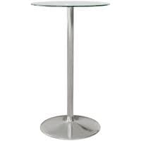 Round Bar Table with Glass Top & Steel Base for Home Bar Kitchen Clear