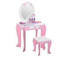 Girls Dressing Table with Mirror Stool Pretend Play Toy