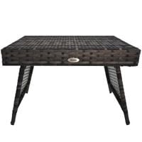 Foldable Outdoor Coffee Table Metal Frame Rattan Side Table Mixed Grey