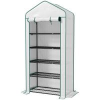 5 Tier Widened Mini Greenhouse Portable Green House with Door 193H x 90Wcm White