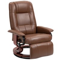 Ergonomic Recliner Sofa Chair PU Leather Armchair Lounger with Footrest Brown