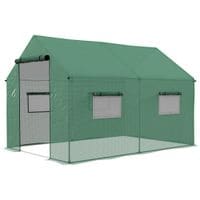 2 x 3m Polytunnel Greenhouse with Wide Door & 4 Mesh Windows Green