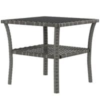 50cm Outdoor PE Rattan Coffee Table Two-tier Side Table with Glass Top Grey