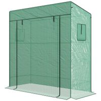 Lean-To Greenhouse Portable Walk-In Tomato Growhouse with Roll-Up Door Green
