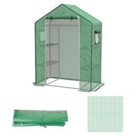 Reinforced Walk-In Greenhouse Cover Replacement with Door & Windows Green