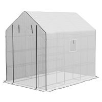 Outdoor Walk-in Greenhouse with 3 Tier Shelves with Reinforced PE Cover White