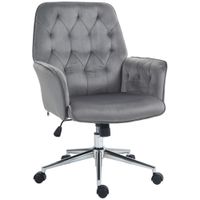 Swivel Computer Chair with Arm Modern Style Tufted Home Office Bedroom Dark Grey