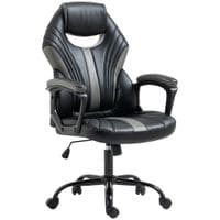 Faux Leather Gaming Chair Swivel Home Office Computer Desk Chair Black Grey