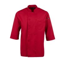 Unisex Jacket Red XL: Red Double Breasted Jacket with 3/4 Sleeves, Fine Twill Fabric