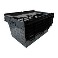 Perforated Plastic Transport Storage Crate with Attached Lid 600x400x320mm