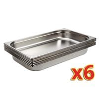 Stainless Steel 1/1 Gastronorm Trays 65mm (Pack of 6)
