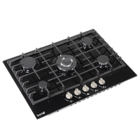 Gas Hob with 5 Cooking Zones 70cm - Black