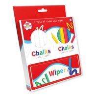 Pack of 2s of Chalks and Wiper 12 White, 12 Colours