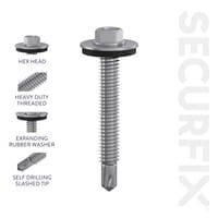 Self Drilling Roofing Screws Size 12 x 2 1/2" (5.5 x 60mm) Pack of 100 Screws