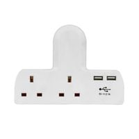 T-Shape 2 Way Adapter with 2 USBs 2100ma