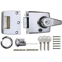 Double Locking Nightlatch 40mm Finish Polished Chrome Body - Chrome Cylinder