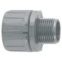 Connector Straight Fixed External Thread 18mm Grey