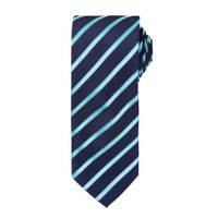 Sports Stripe Tie Navy/Turquoise Blue - PR784 NV/TU ONE
