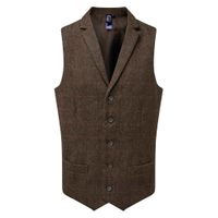 Herringbone Waistcoat Mens Brown - PR625 BRN L