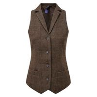 Ladies Herringbone Waistcoat Ladies Brown - PR626 BRN XXL